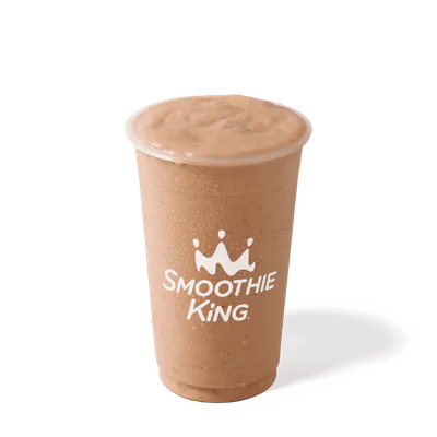 Smoothie King Gladiator Chocolate smoothie in a branded cup